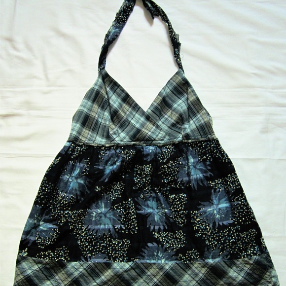 Calvin Klein Tops - Calvin Klein M Blue Plaid/Floral Adjustable Strap